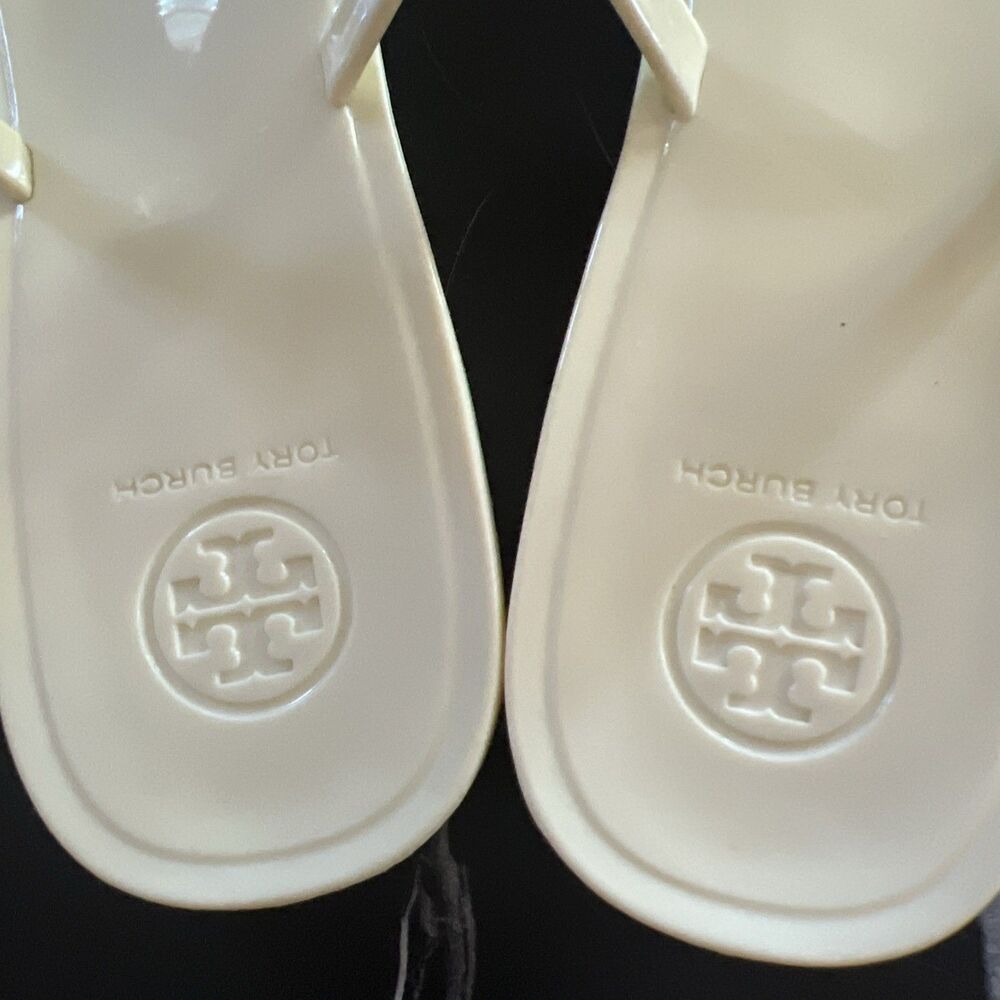 Tory Burch Cream Jelly Miller Sandals with Gold Logo - Picture 6 of 10
